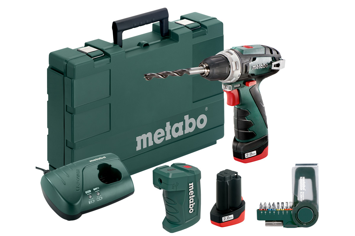 Obrázok Aku vŕtací skrutkovač Metabo PowerMaxx BS Basic Set 600080910, 10.8 V, 2 Ah, Li-Ion akumulátor